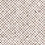 Detail of fabric in a painterly grid pattern in brown on a white field.