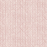 Detail of wallpaper in an intricate striped grid pattern in dusty rose on a white field.