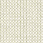 Detail of wallpaper in an intricate striped grid pattern in sage on a white field.