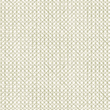 Detail of wallpaper in an intricate striped grid pattern in sage on a white field.