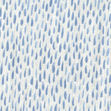 Fabric in a painterly dabbed print in blue on a white field.