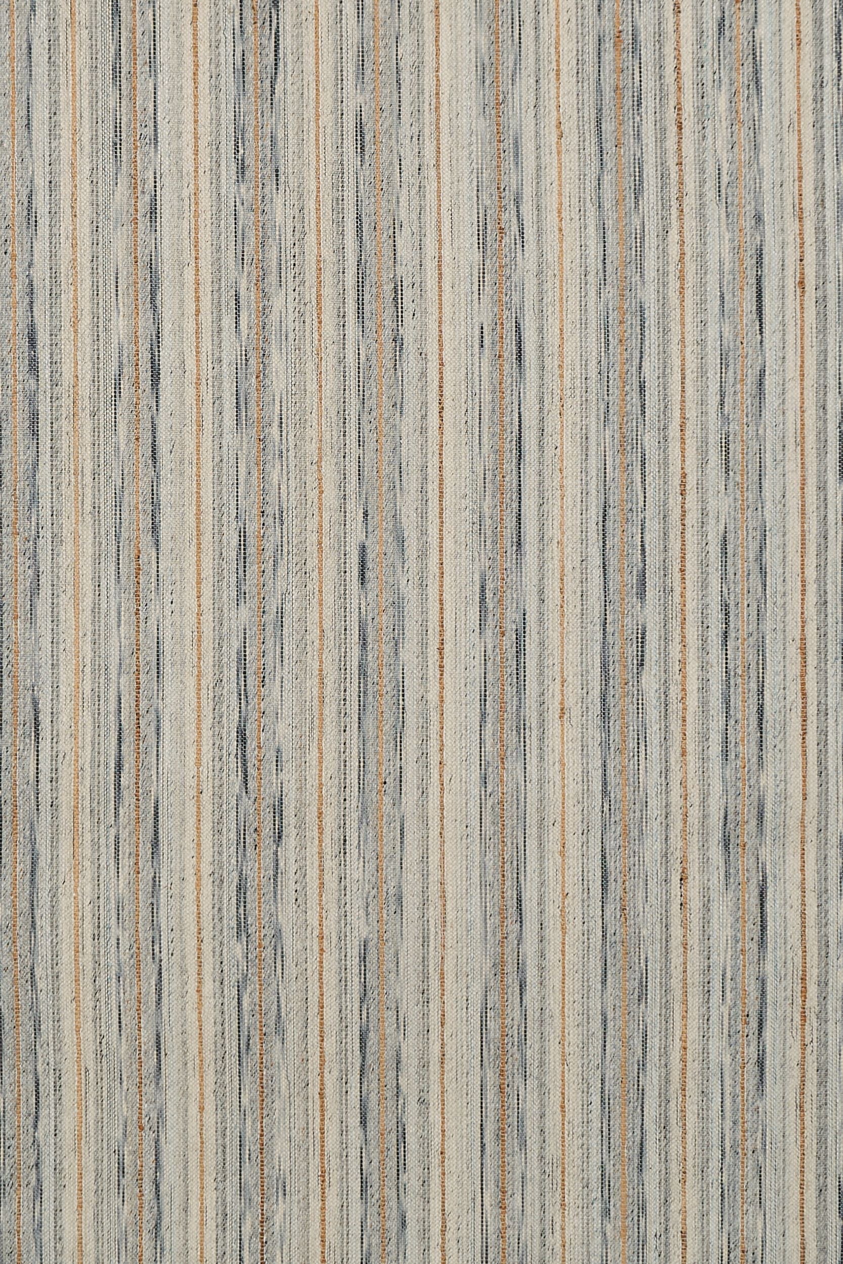 Broadloom carpet with stripes of beige, tan and grey. 