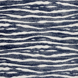 Broadloom carpet swatch in wavy striped pattern blue color