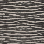 Broadloom carpet swatch in wavy striped pattern black white color