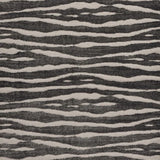 Broadloom carpet swatch in wavy striped pattern black white color