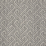 Broadloom carpet swatch in wavy geometric pattern dark grey color