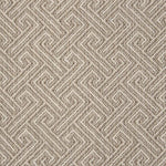 Broadloom carpet swatch in wavy geometric pattern light grey tan color