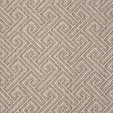 Broadloom carpet swatch in wavy geometric pattern light grey tan color