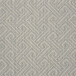 Broadloom carpet swatch in wavy geometric pattern light grey blue color