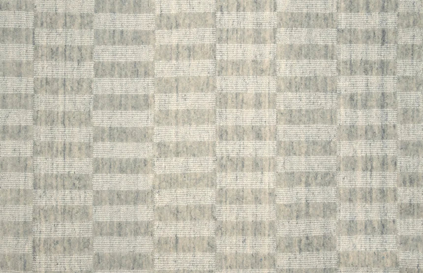 Broadloom carpet swatch in squared pattern grey light blue color