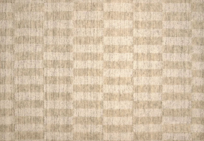 Broadloom carpet swatch in squared pattern cream color