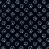 printed cotton fabric in a repeating dotted pattern in white on an indigo field.