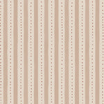 Wallpaper detail in a playful hand drawn dotted stripe in ivory, blush and red.