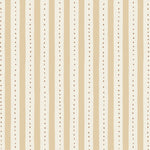 Wallpaper detail in a playful hand drawn dotted stripe in ivory, soft yellow and brown.