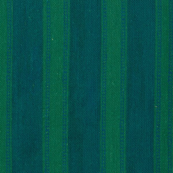Fabric in a repeating striped pattern in navy on a dark green field.
