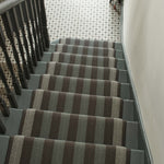 Striped flatweave runner in grey blue and black 