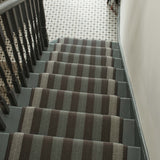 Striped flatweave runner in grey blue and black 