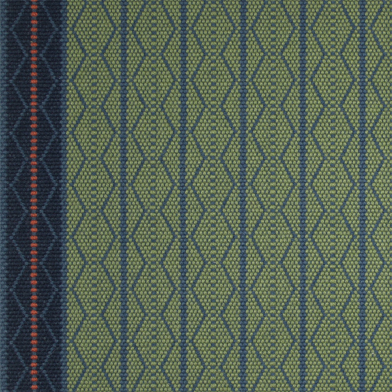 Striped flatweave runner in green and blue 