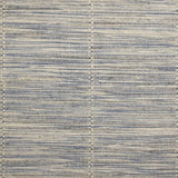 Broadloom carpet swatch in a striped pattern in a blue cream design