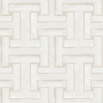 Detail of cream wallpaper in a large-scale interlocking geometric print.