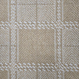 Broadloom carpet in wide box checkerboard pattern in tan and cream. 