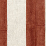 Fabric in a wide stripe pattern in rust and cream.