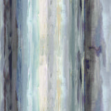 Detail of fabric in an abstract painterly print in shades of gray, blue, green and cream.