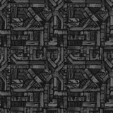 Detail of fabric in an absract geometric pattern in shades of charcoal and gray.