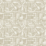 Detail of fabric in an absract geometric pattern in shades of cream.