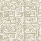 Detail of fabric in an absract geometric pattern in shades of cream.