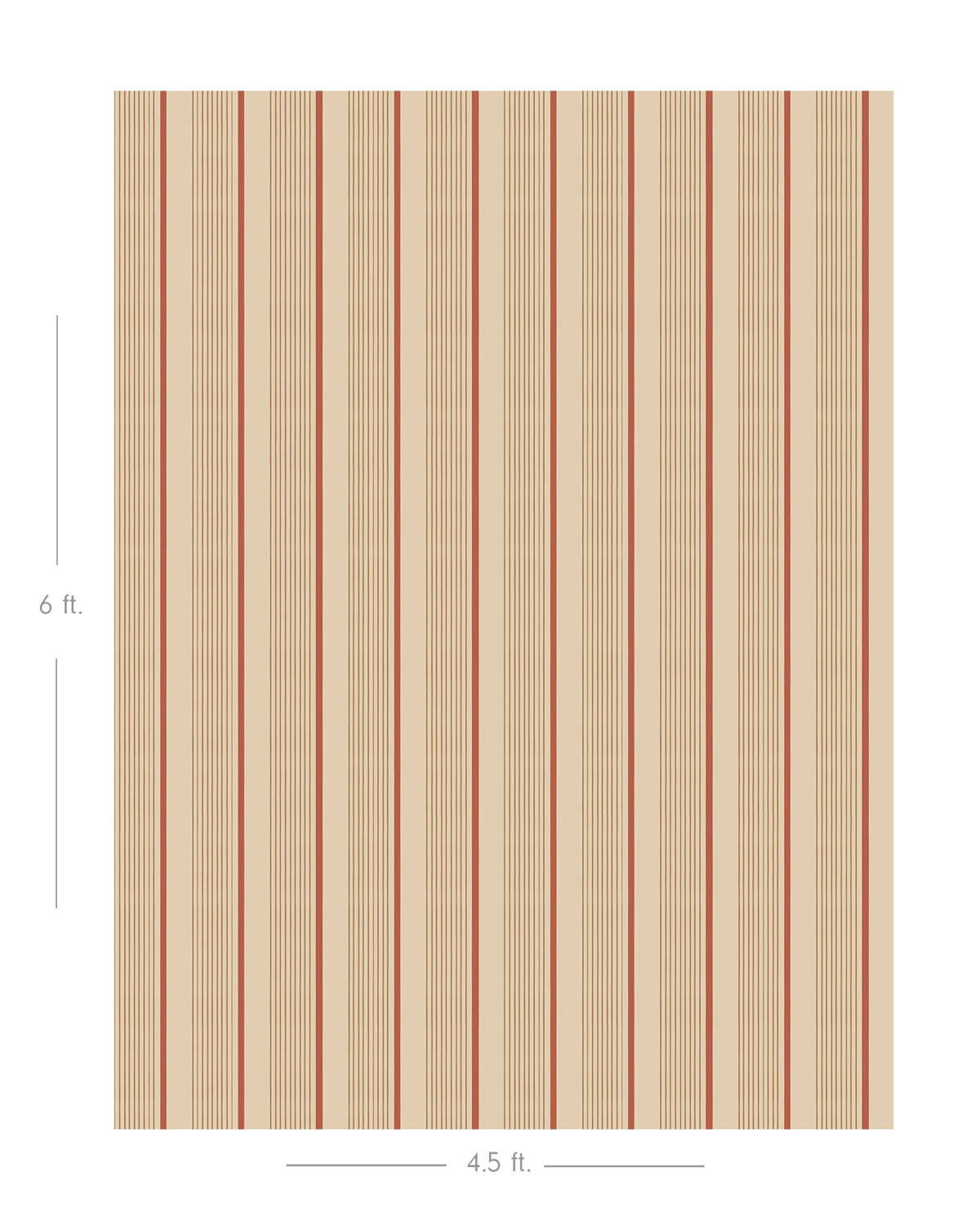 Diagram showing scale of vertical striped wallpaper