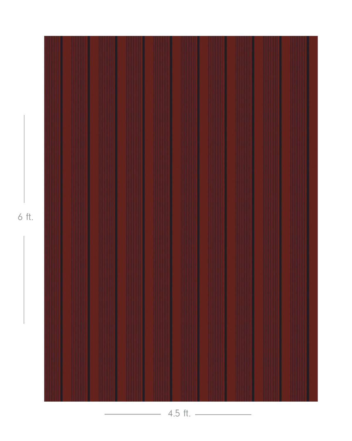 Diagram showing scale of vertical striped wallpaper