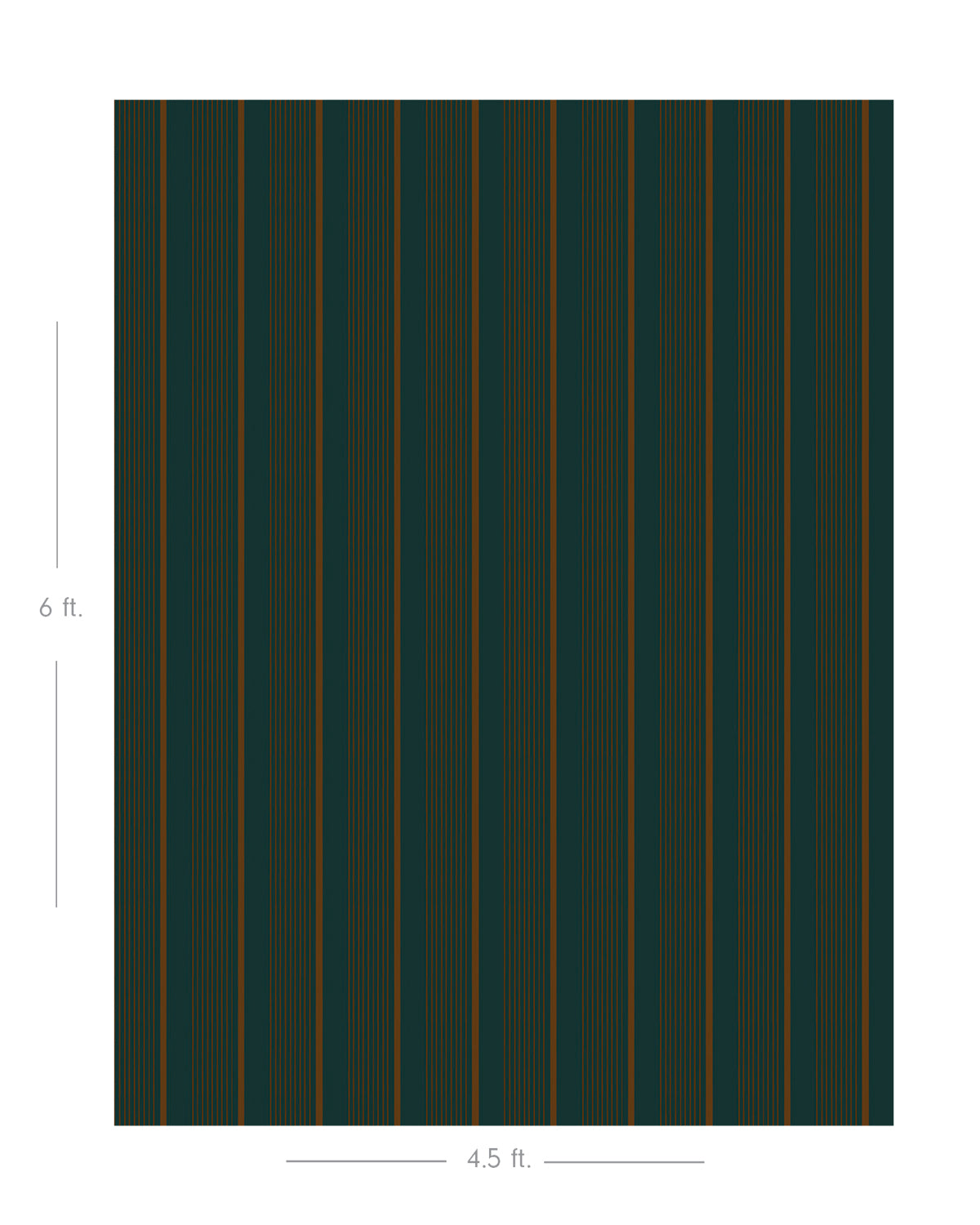 Diagram showing scale of vertical striped wallpaper