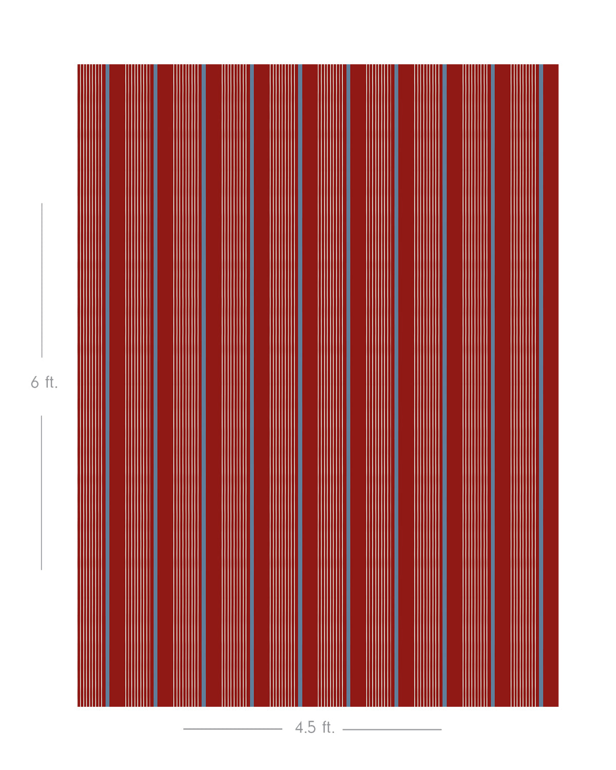 Diagram showing scale of vertical striped wallpaper
