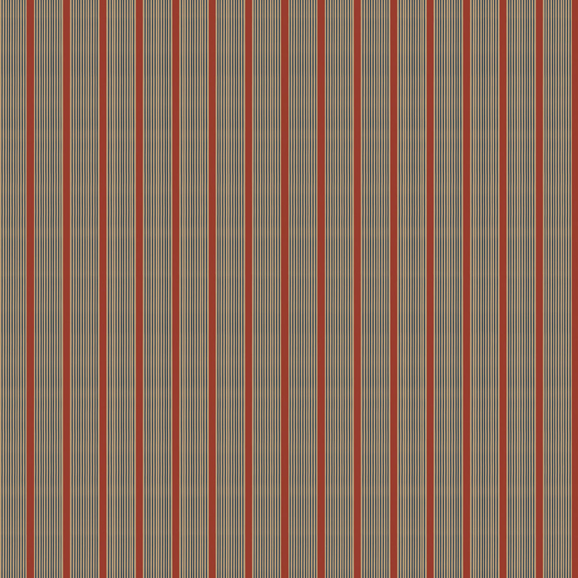 Mixed width striped wallpaper in red and tan