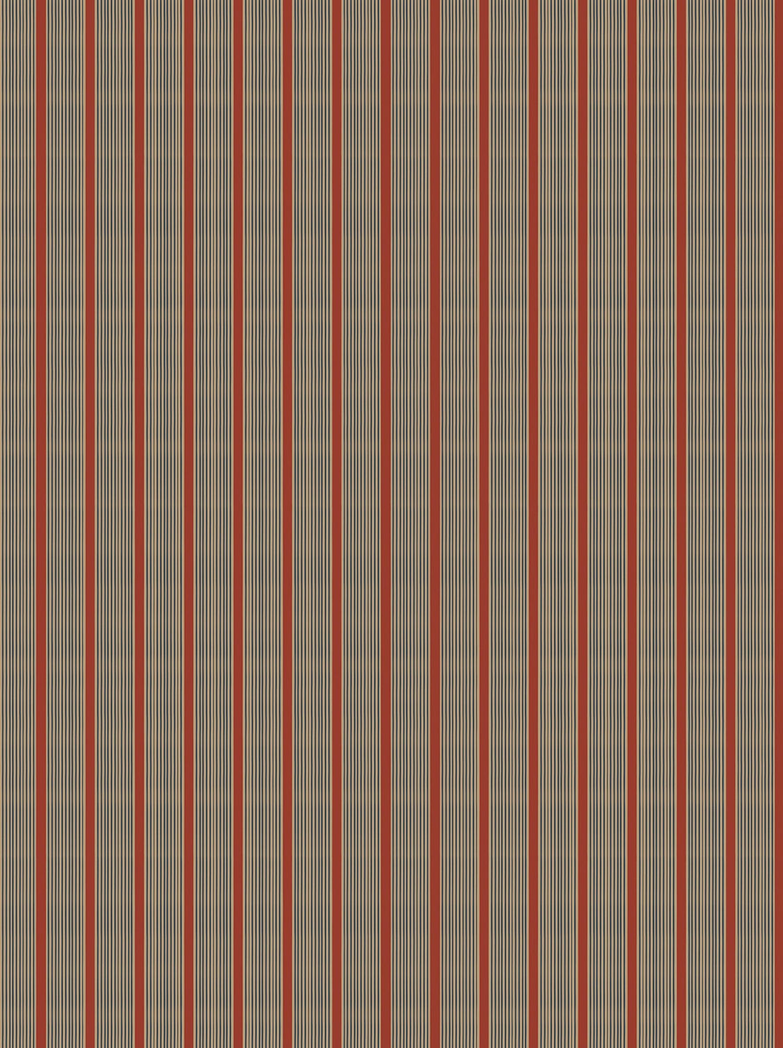 Mixed width striped wallpaper in red and tan