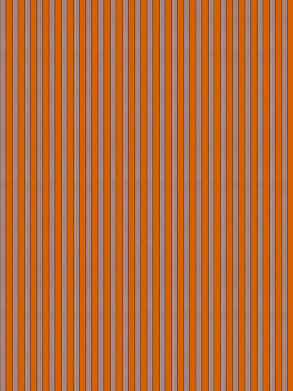 Mixed width striped wallpaper in orange, white and black