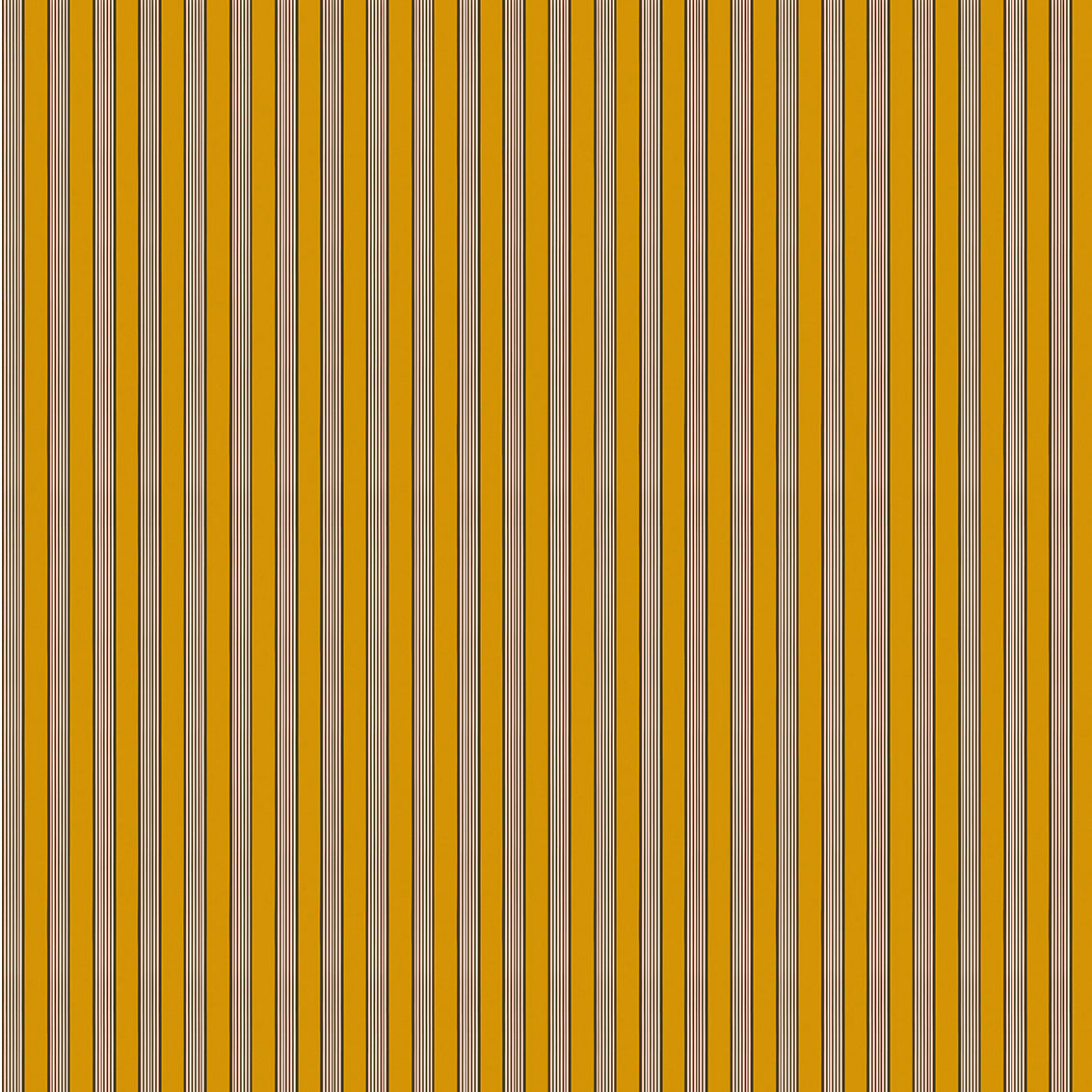 Mixed width striped wallpaper in yellow, white and black