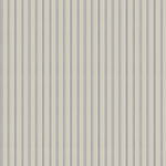 Mixed width striped wallpaper in beige, white and navy blue.
