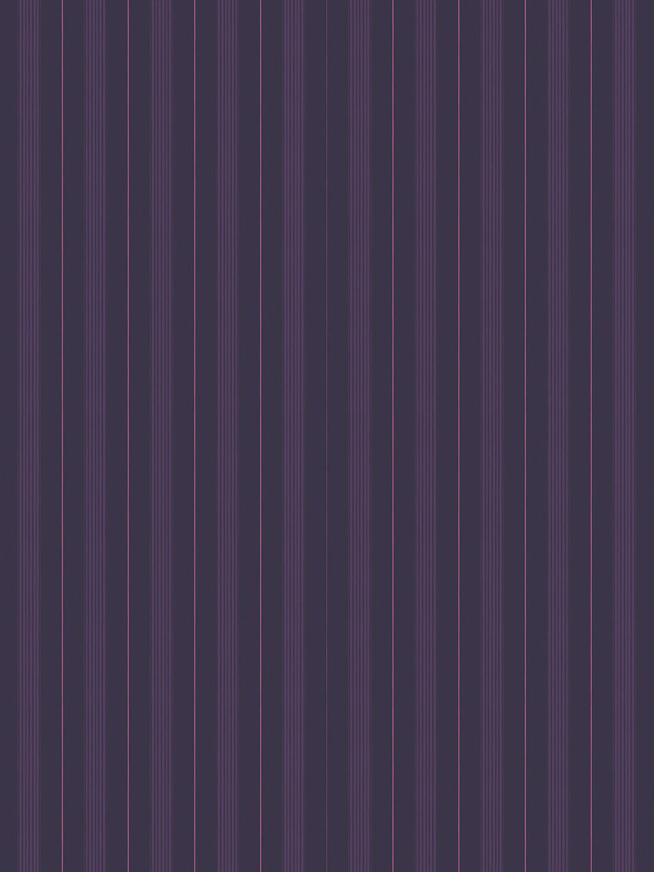 Mixed width striped wallpaper in purple and pink