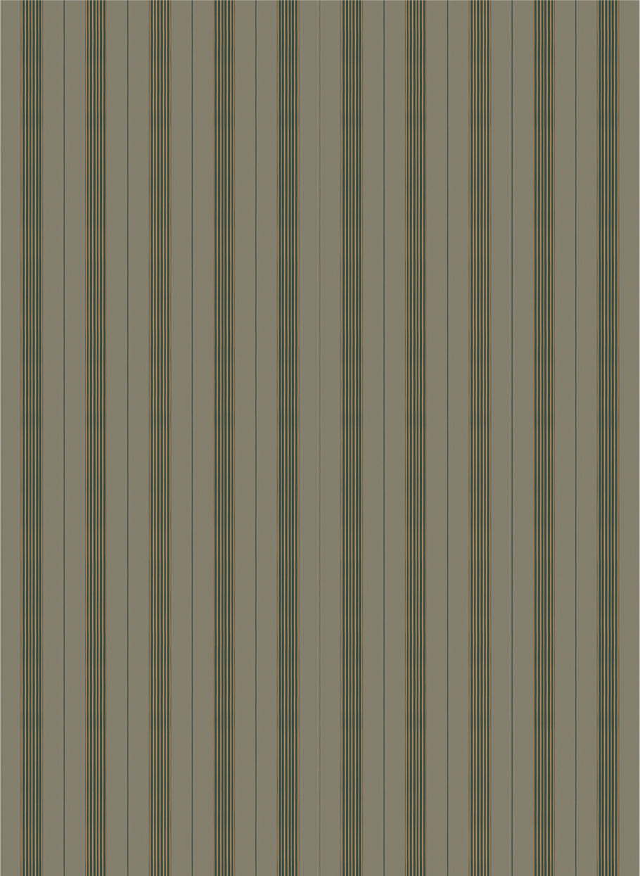 Mixed width striped wallpaper in brown and green