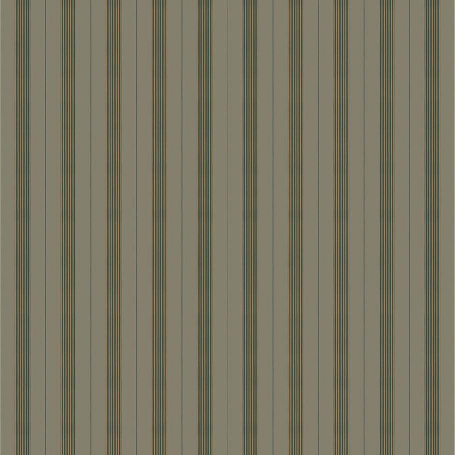 Mixed width striped wallpaper in brown and green