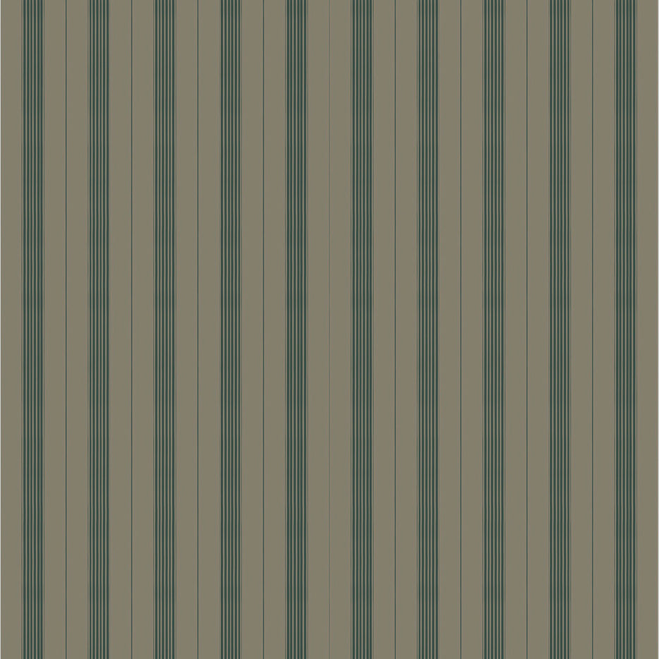 Mixed width striped wallpaper in tan and green