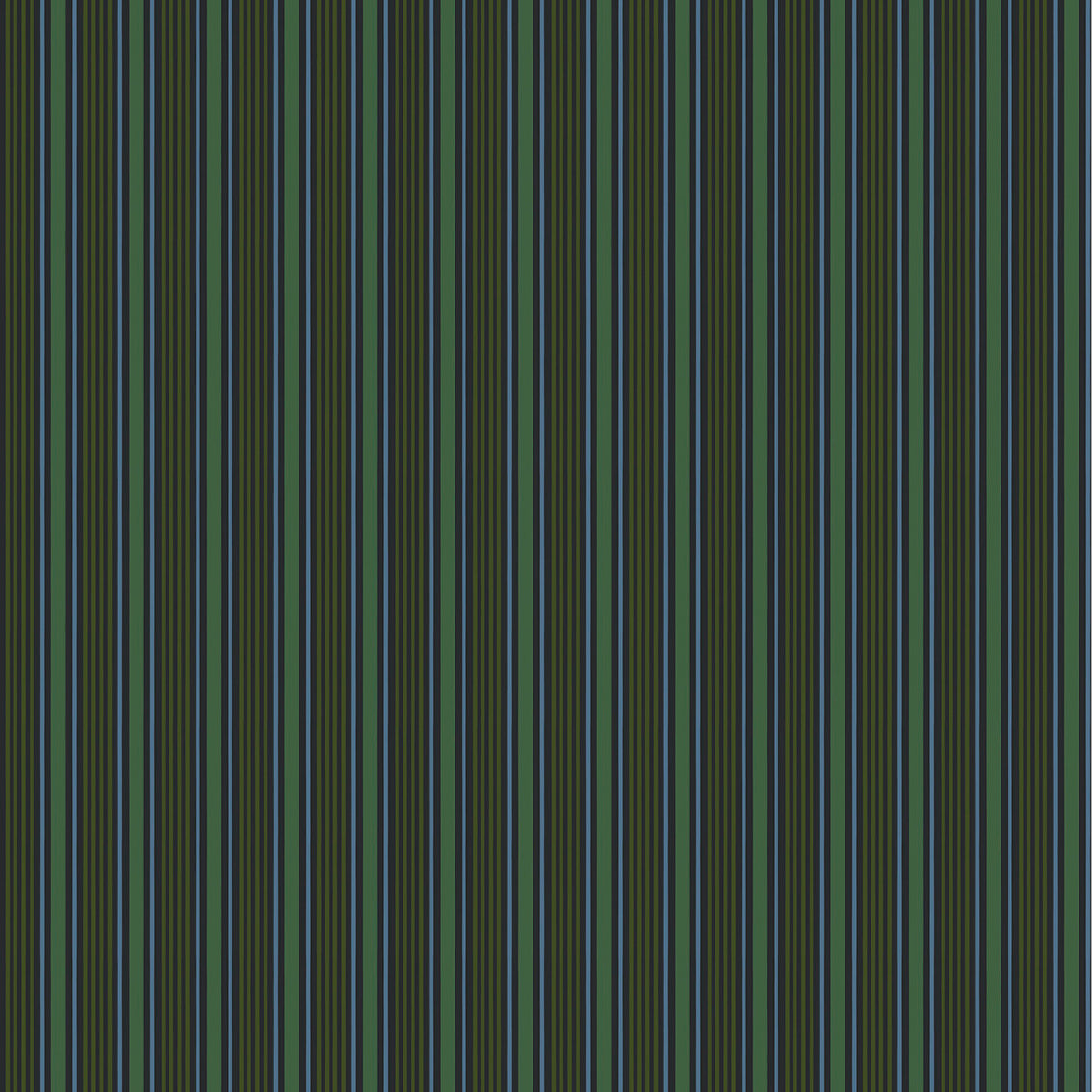 Mixed width striped wallpaper in blue and green