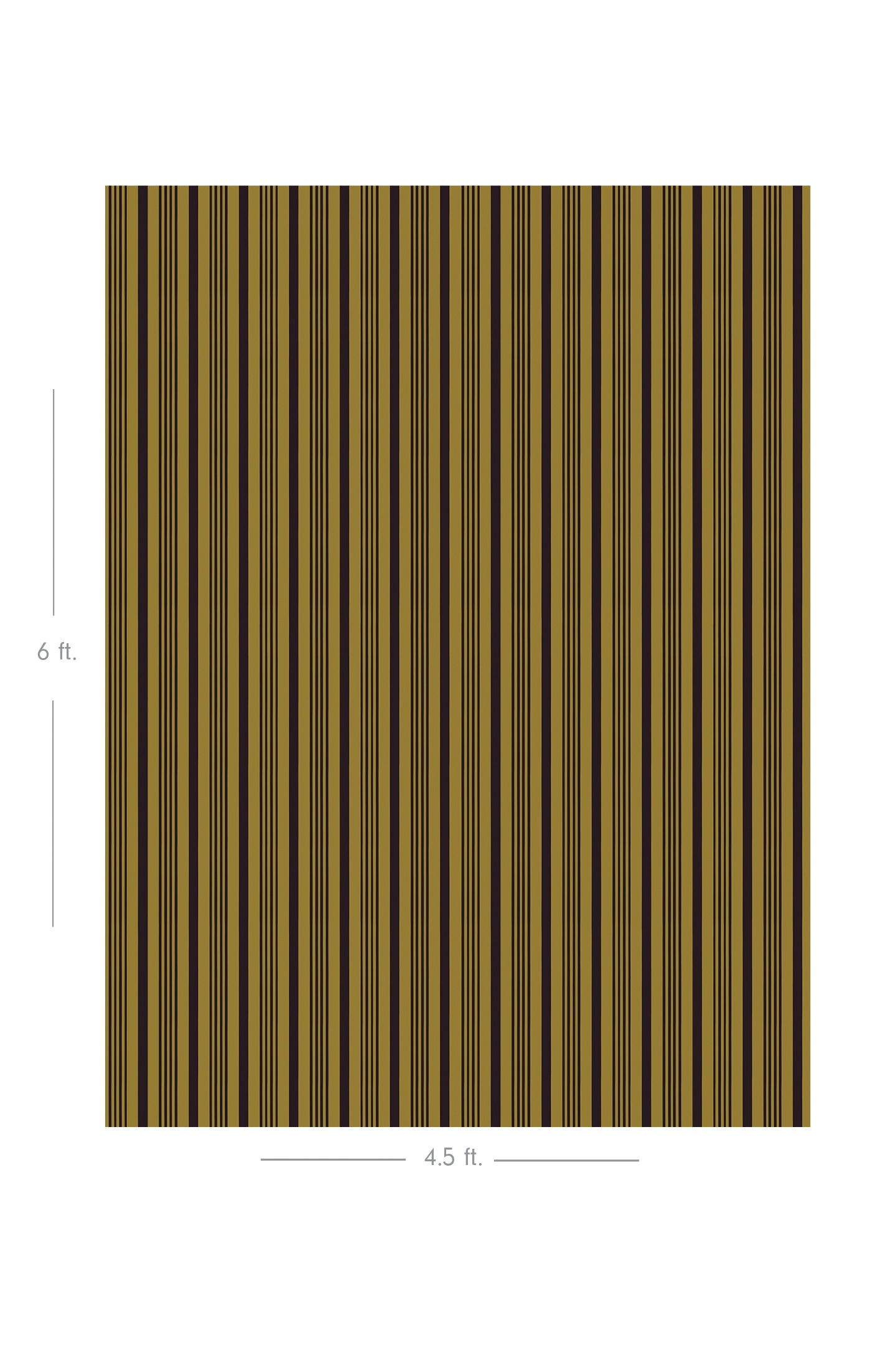 Diagram showing scale of vertical striped wallpaper
