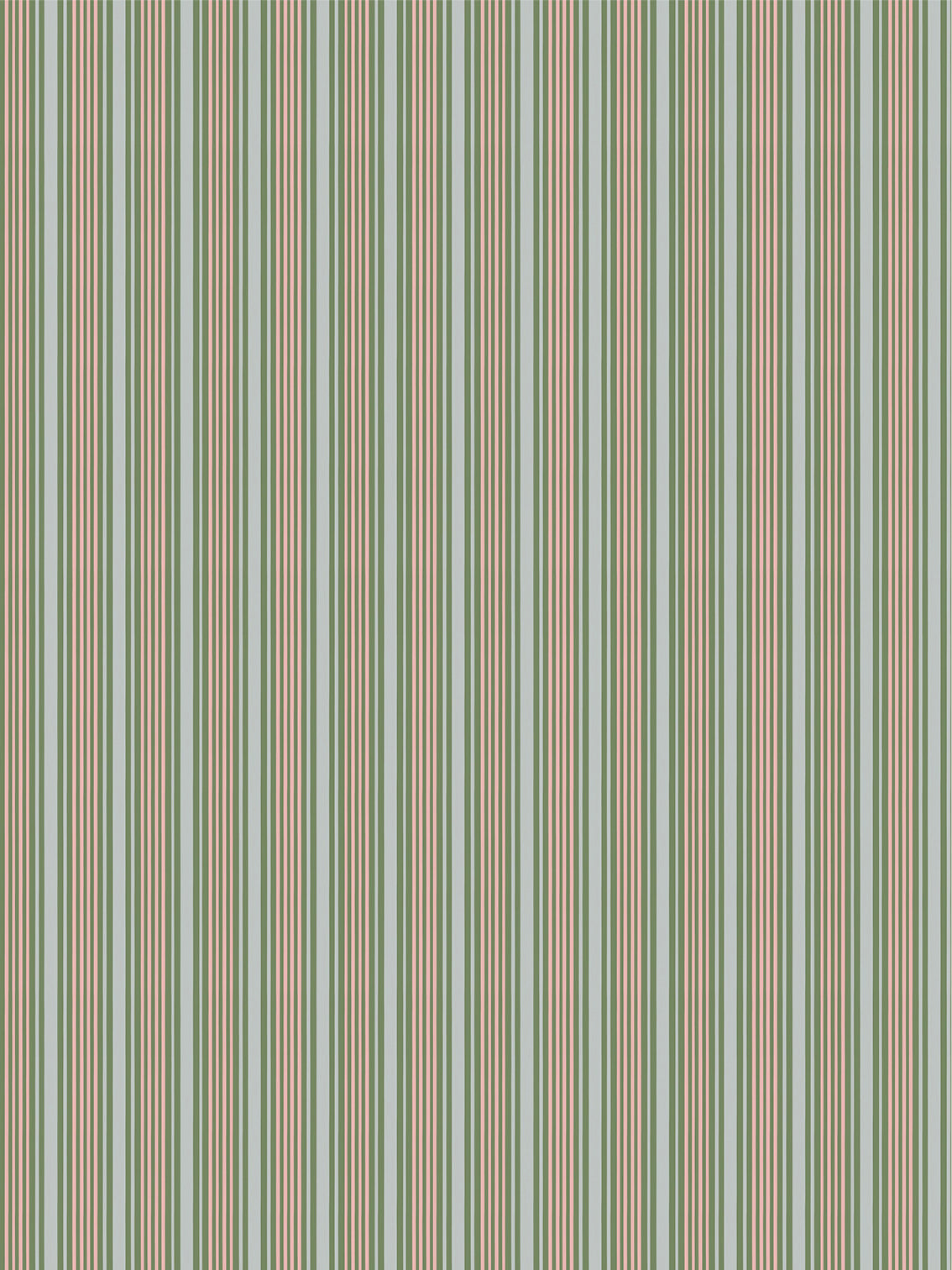 Mixed width striped wallpaper in light blue, pink and green.