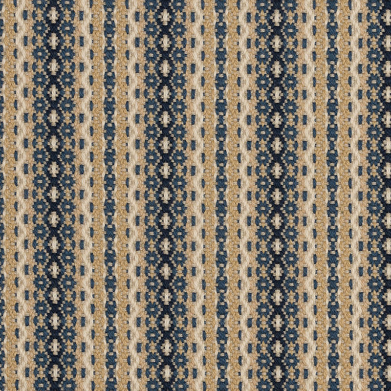 Striped flatweave runner in blue and cream