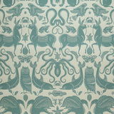Wallpaper with animals and sea creatures in light blue on a white background