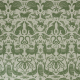 Wallpaper with animals and sea creatures in light green on a white background