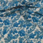 Close-up of blue floral fig patterned fabric